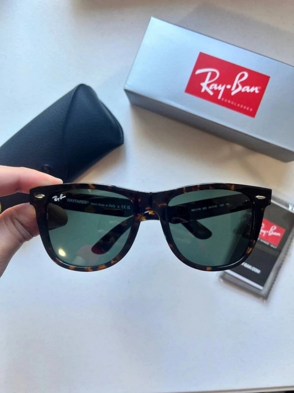 Ray-Ban Original Wayfarer Classic Tortoiseshell Sunglasses Brown & Green NWT